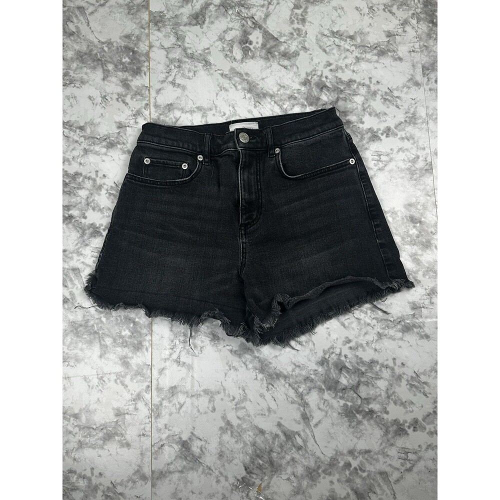 Lou & Grey Black High Rise Raw Hem Denim Jean Shorts Women’s Size 28